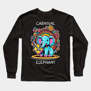 Melodic Mammoth Elephant Playing Guitar Long Sleeve T-Shirt